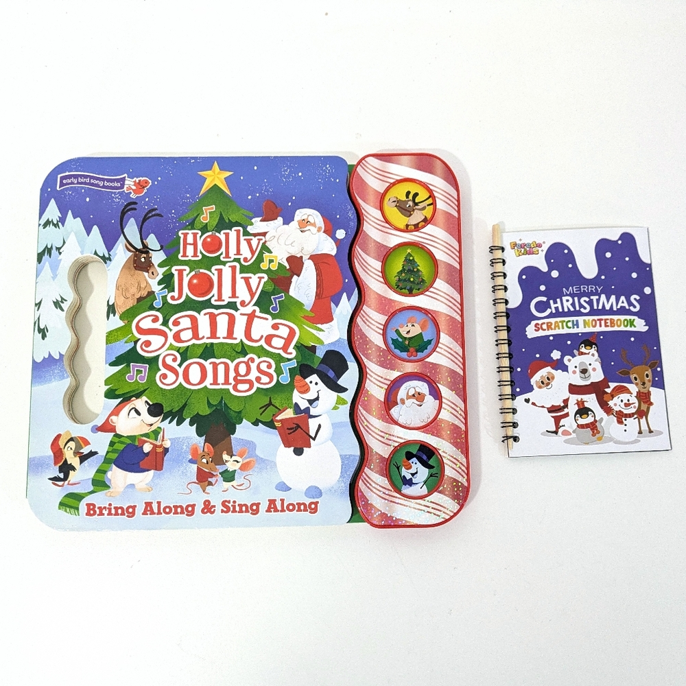 NEW Press & Play Christmas Board Book & Scratch Art - Holly Jolly Santa Songs